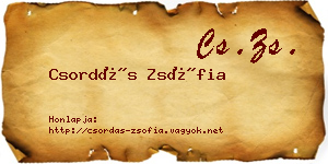 Csordás Zsófia névjegykártya